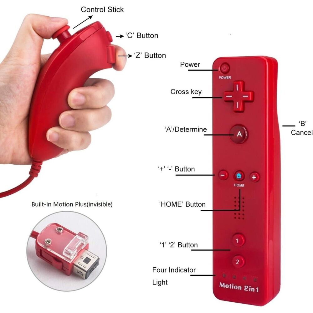 Motion Plus Wii Controllers 2Pack Nunchucks, Wii Remote Controllers Wii, Wii U - Picture 4 of 6